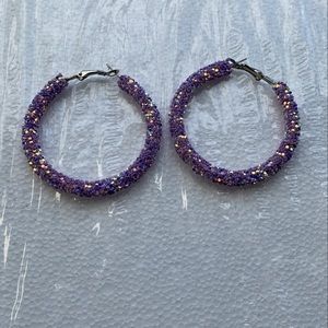 Bling iridescent Hoop Circle Earrings 45mm.